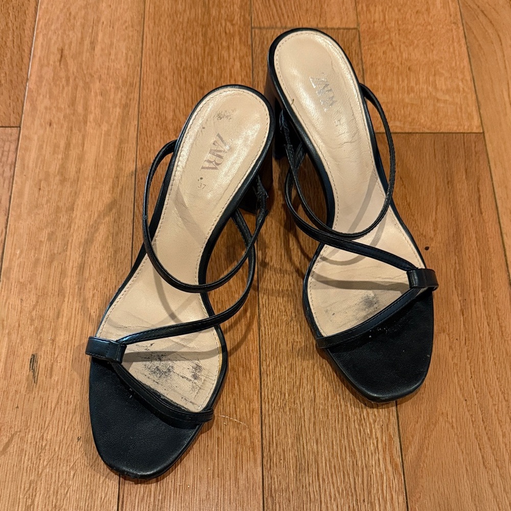 Zara Women's Elegant Black Strappy Heels